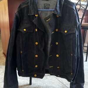 Sean John Dark Denim Jacket with Yellow Accents